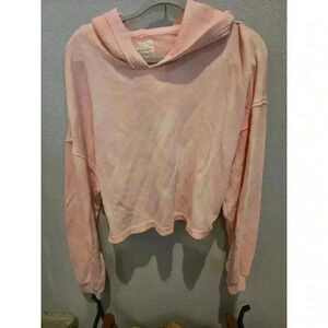American Eagle Women's XL Cropped Pink Hoodie Pullover Casual Long Sleeve